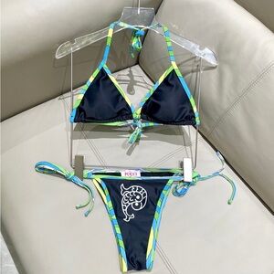 Emilio Pucci Vibrant Black and Green Bikini